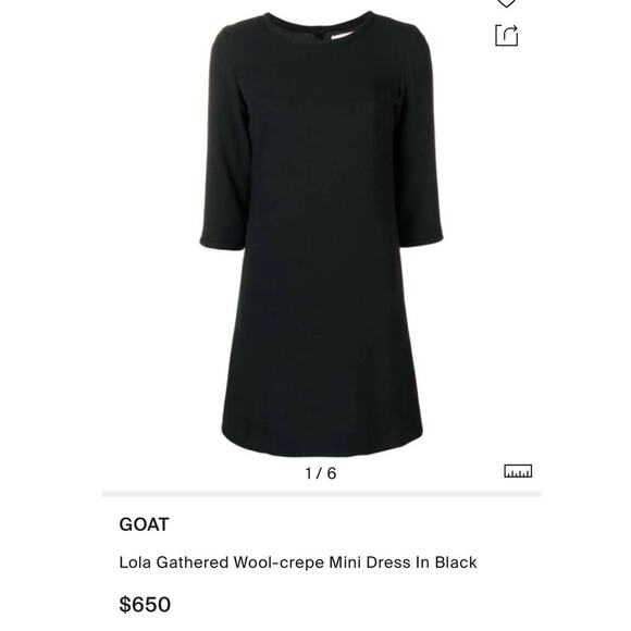 Goat Made in UK Lola Gathered Wool-crepe Mini Dress In Black - sz 2, flawed - Picture 5 of 11